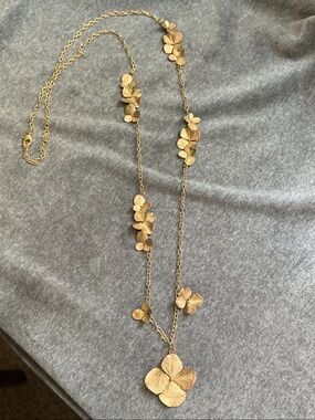 Michael Michaud Hydrangea Long Bronze Flower Pendant Necklace